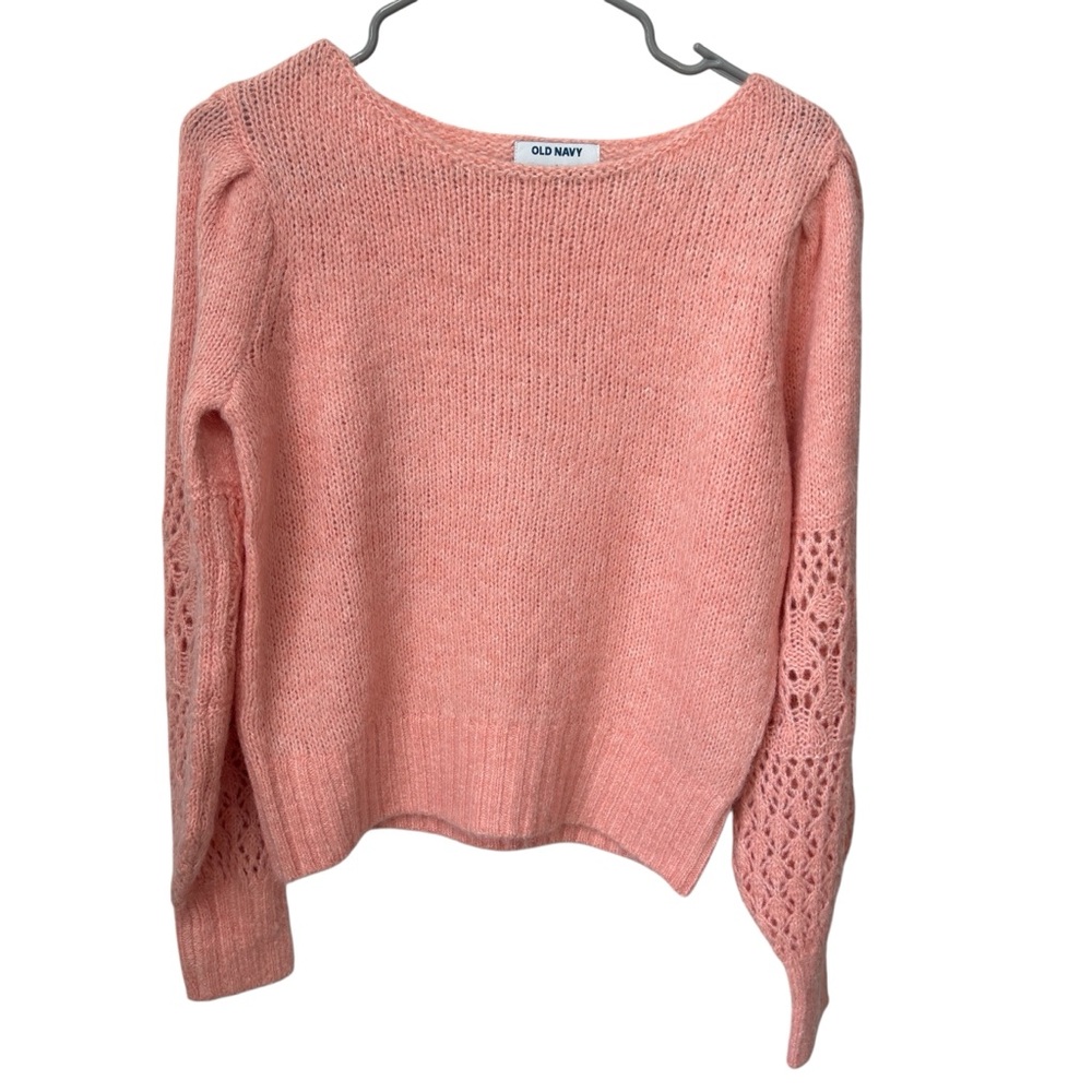 Old Navy Puff Sleeve Sweater Women’s Small Pink Wool Blend Boho